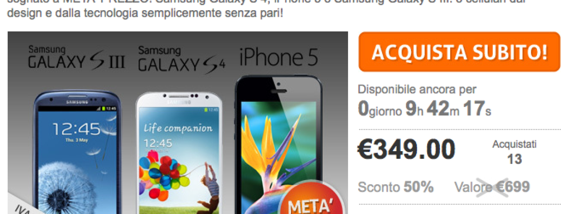 iPhone 5 o Samsung Galaxy S4 o Galaxy S3 a soli 349€ su Prezzofelice.it | Beiphone Deals