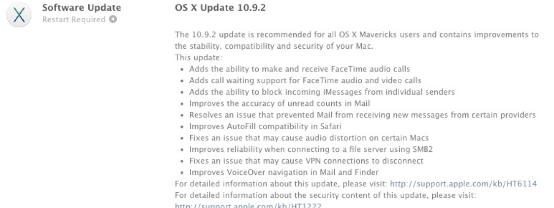 Apple rilascia OS X 10.9.2 migliorando FaceTime e bloccando una grave vulnerabilità