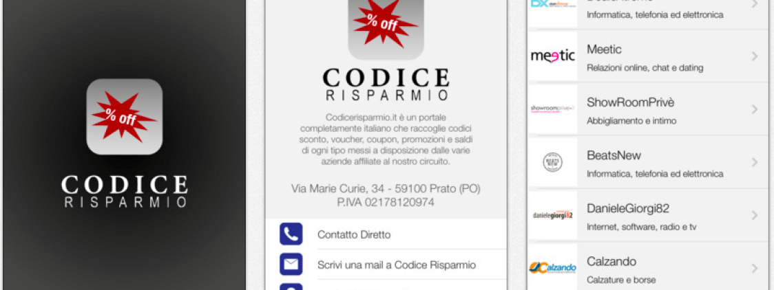 Codice Risparmio: Applicazione che permette di conoscere i migliori codici sconto disponibili