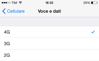 iOS 8.3 introduce la possibilità di impostare il 2G al posto del 4G o del 3G